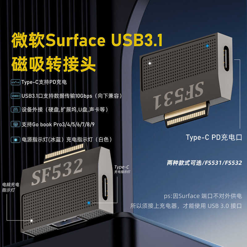 เหมาะสําหรับ Surface USB3.1 Magnetic Converter type-C Microsoft 40pin อะแดปเตอร์ SF531/SF5