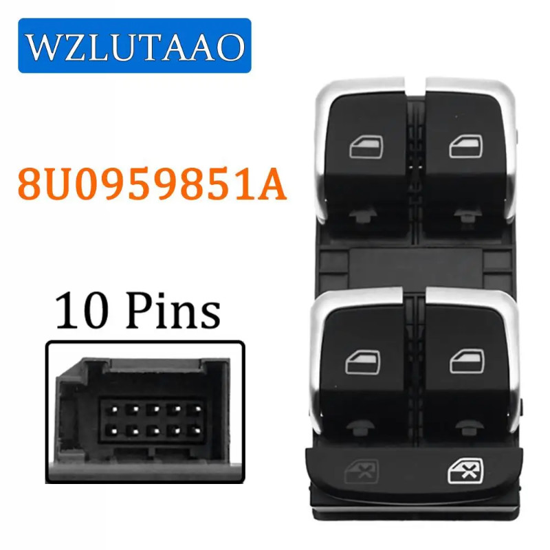 Chrome Plated Master Window Switch Button Control For Audi A3 2013-2018 8U0959851A 8U0 959 851 A 8U