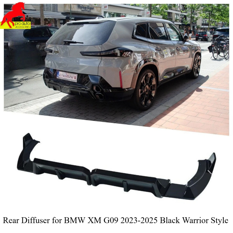 Rear Diffuser Lip Bumper for BMW XM G09 2023-2025 Black Warrior Style 4-Piece Black ABS Replacement