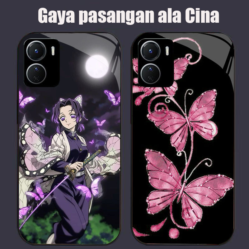 DJ-31 Naruto Butterfly Ninja Casing GLASS soft frame สีดํา VIVO iQOO Y16 Z9X Y17S Y15S Y15A Y56 Y36i