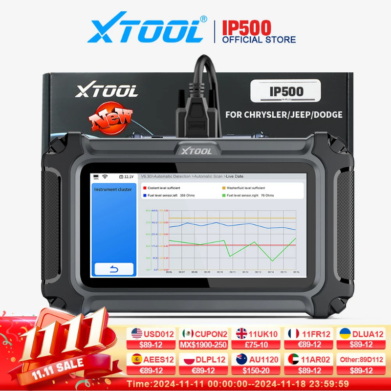 XTOOL IP500-DJC Automotive Scanner For Chrysler/Jeep/Dodge All System Car Diagnostic Tool Software