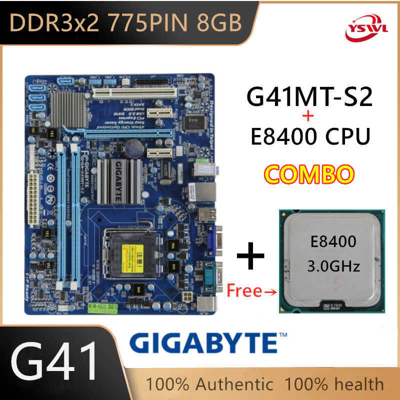 สําหรับ Gigabyte G41MT-S2 DDR3 ฟรี Intel E5700 หรือ E8400 CPU โปรเซสเซอร์ LGA 775 Pin SATA III 8GB D