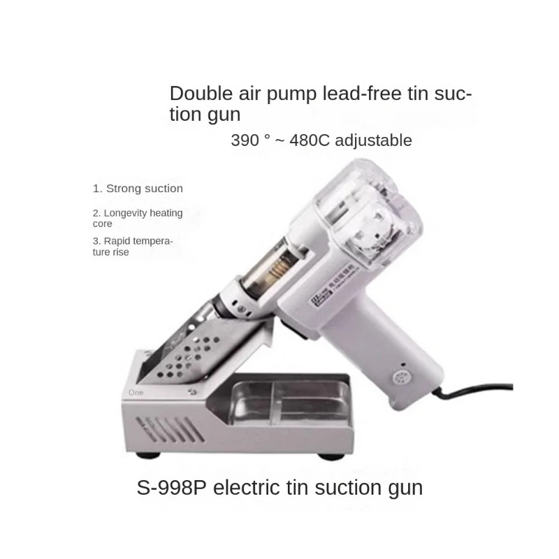 S-998P PN-998 Electric Vacuum Double-Pump Solder Sucker Desoldering Gun Soldering Iron 220V 100W