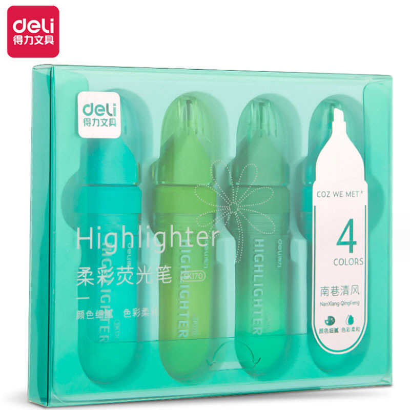 Deli Highlighter Morandi Color Marker Pen Set Color Student Marker Key Marker Pen Handbook Pen
