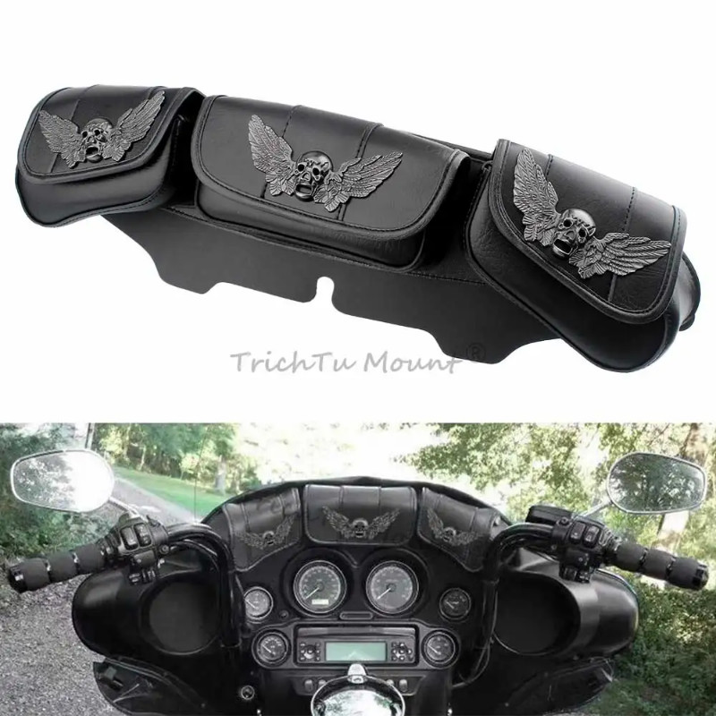Motorcycle 3 Compartment windscreen bag for storing small items while driving is for Harley Tourist