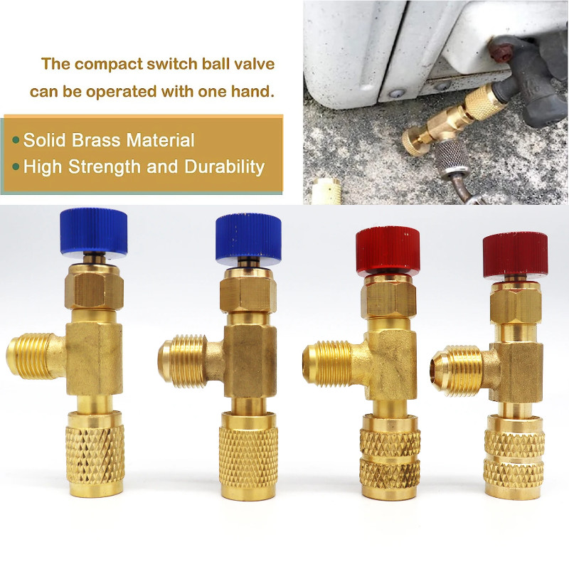 Liquid Safety Valve R410A R22 Air Conditioning Refrigerant 1/4 Inches Safety Adapter Refrigerant Ch