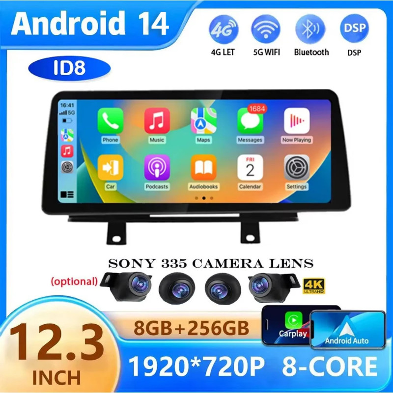 12.3" Android 14 For BMW 3/4 Series F30 F31 F34 F32 F33 F36 RHD NBT EVO Car Radio Multimedia Player