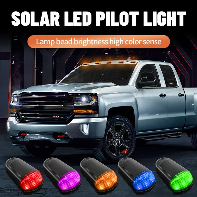 1Pc 7 Colors Solar Powered Cab Lights Cab Lights Punch-Free Solar Powered Cab Lights Solar Powered