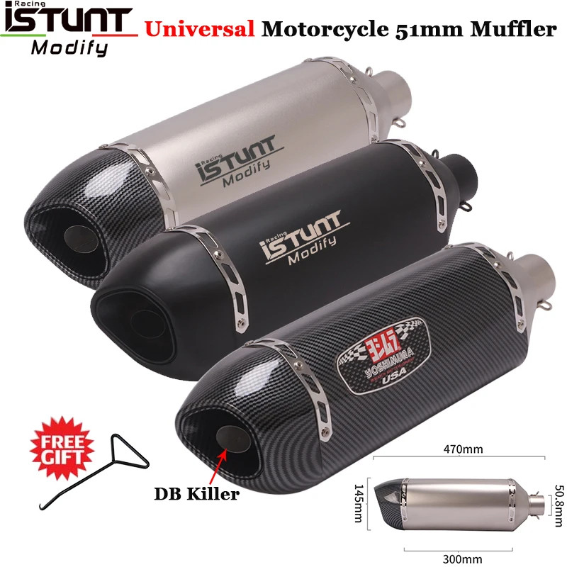 51mm Inlet Universal Motorcycle Yoshimura R77 Exhaust Muffler Escpae DB Killer For FZ1 R6 R15 R3 ZX
