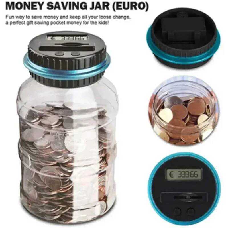 C 1Pc Intelligent Counting Coin Bank Bucket Coin Storage Coin Storage Box Pound Euro Coin Counter C