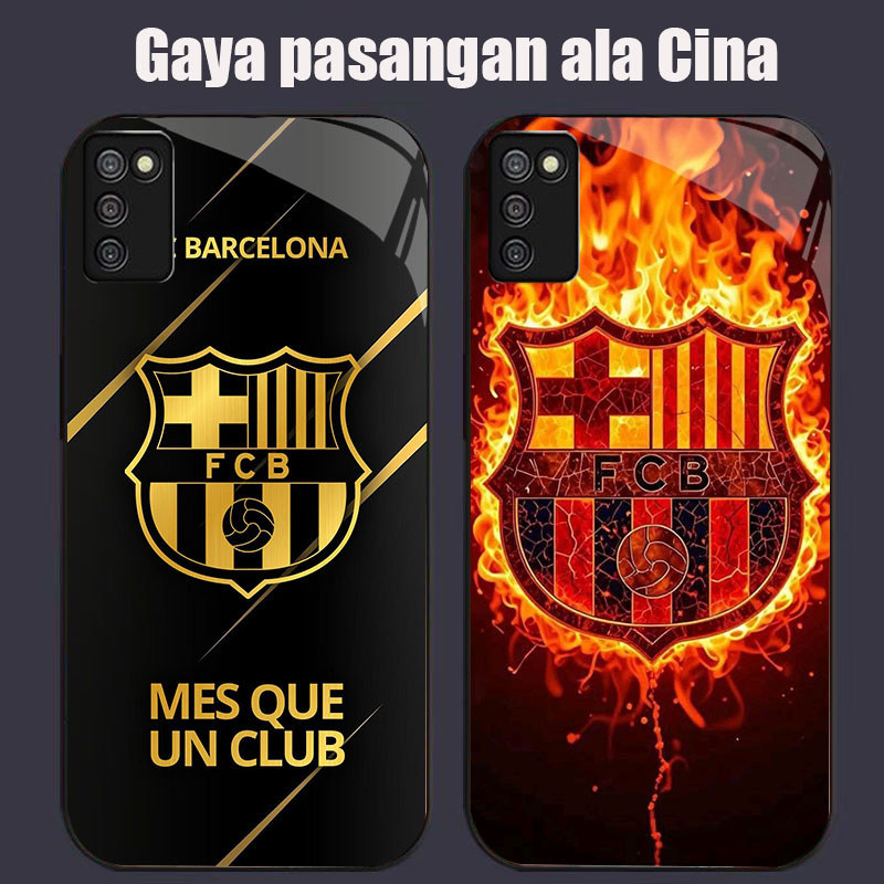 DK-55 Barcelona LOVE Casing GLASS soft frame สีดํา Samsung A02S M02S A03S 164mm A51 166mm A71