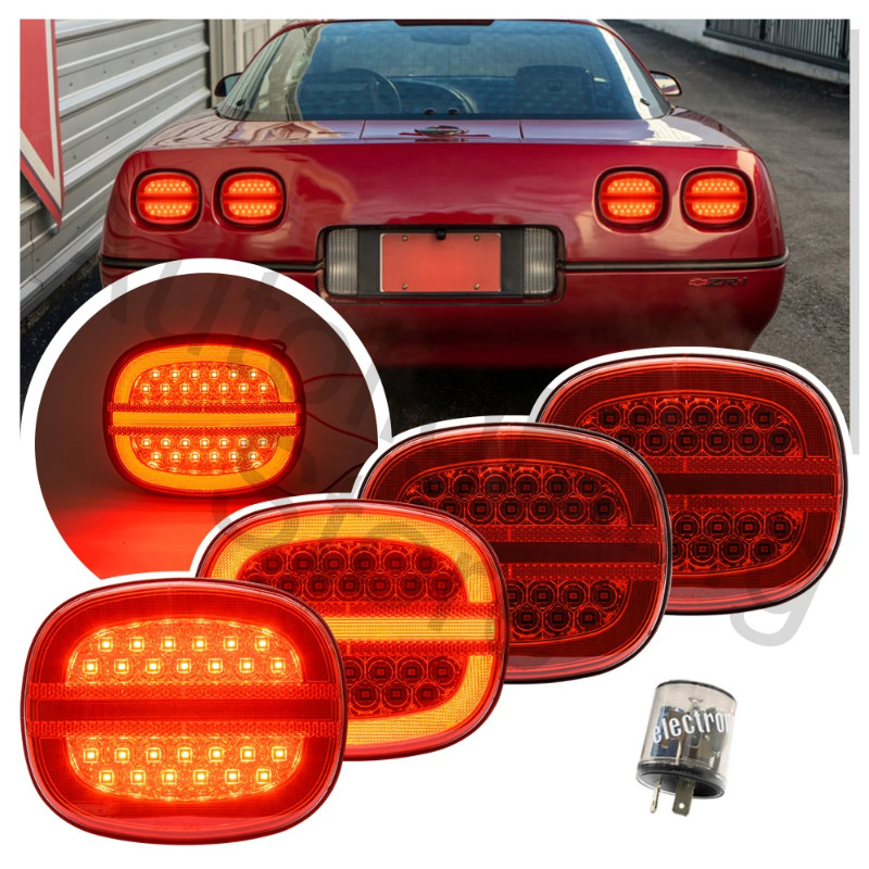 4PCS For Chevy Chevrolet Corvette C4 ZR-1 1991-1996 LED Rear Tail Brake Light Turn Signal light par
