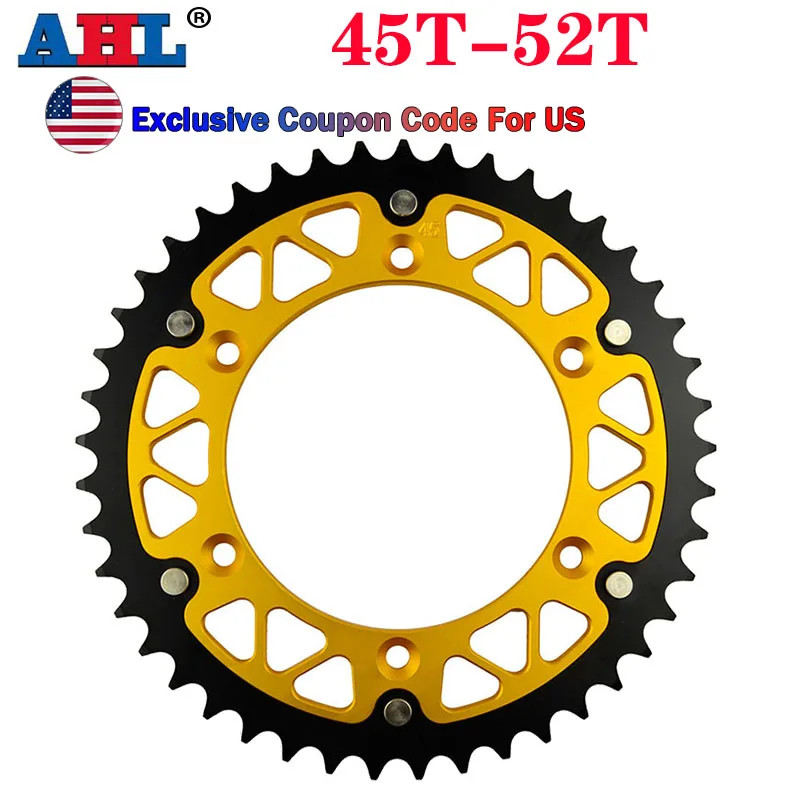 AHL Motorcycle 45T - 52T Rear Sprocket For SUZUKI DR-Z 400 TS200 1989-1994  RM-Z 250 RM-X RM-Z 450