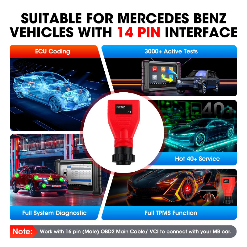 Autel 14Pin Adapter for Benz for Autel Maxisys Pro MS908P & Autel Maxisys Elite /MS906/DS808/MK808/