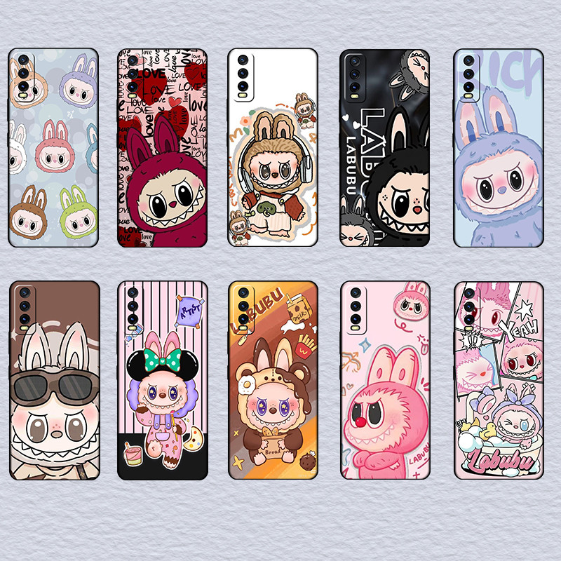 สําหรับ VIVO Y03 Y30T Y18 Y18S Y18E T3 Y37M Y19S Y28 V40 PRO Z9 lite labubu นุ่มสีดํา TPU เคสโทรศัพท