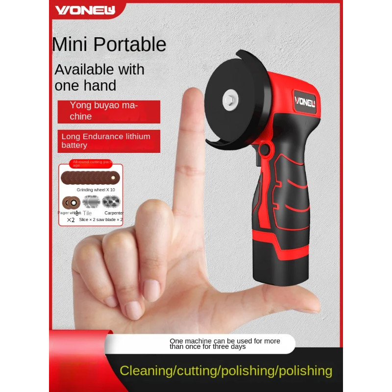 Lithium battery mini angle grinder rechargeable household small grinder multifunctional cutting and
