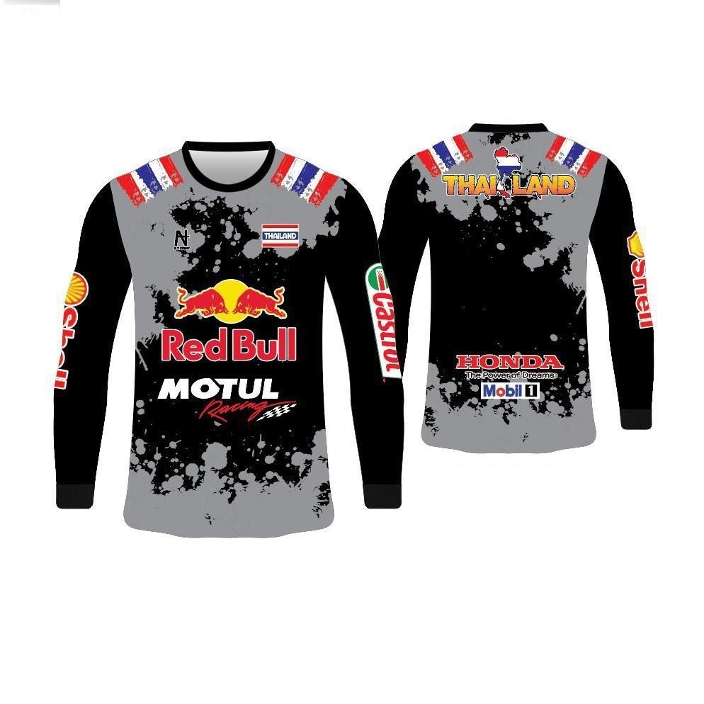 เสื้อยืดแขนยาว พิมพ์ลาย jersey baju thailand viral redbull motul rider baju motor สําหรับขี่จักรยาน