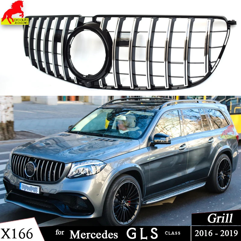 GT X166 Black Silver Front Bumper Grille for Mercedes GLS Class X166 2016 - 2019 GLS400 GLS450 GLS5