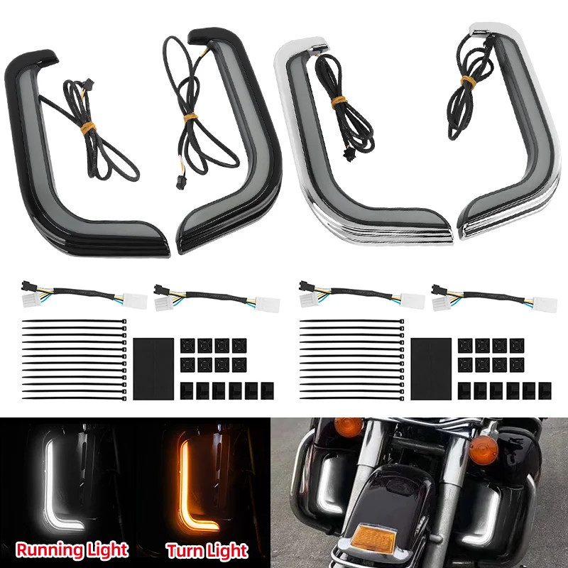 Motorcycle LED Fairing Lower Grills Turn Signal Light For Harley Touring Street Electra Glide Road