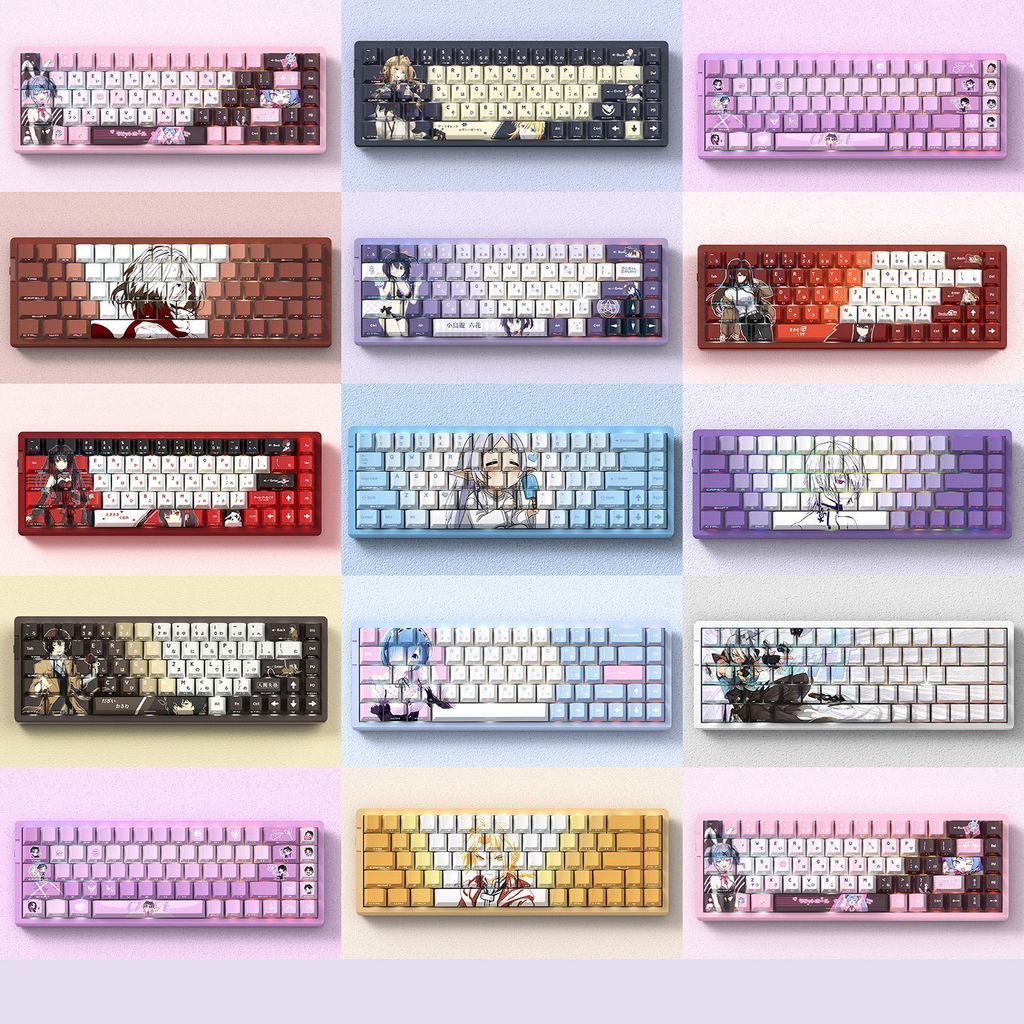 อะนิเมะ Frieren Rem Mikasa 74-Key Keycaps PBT Cherry Profile ปุ่มกดแบบเงาพิมพ์ลายด้านข้างสําหรับคีย์บอร์ดแบบกลไก