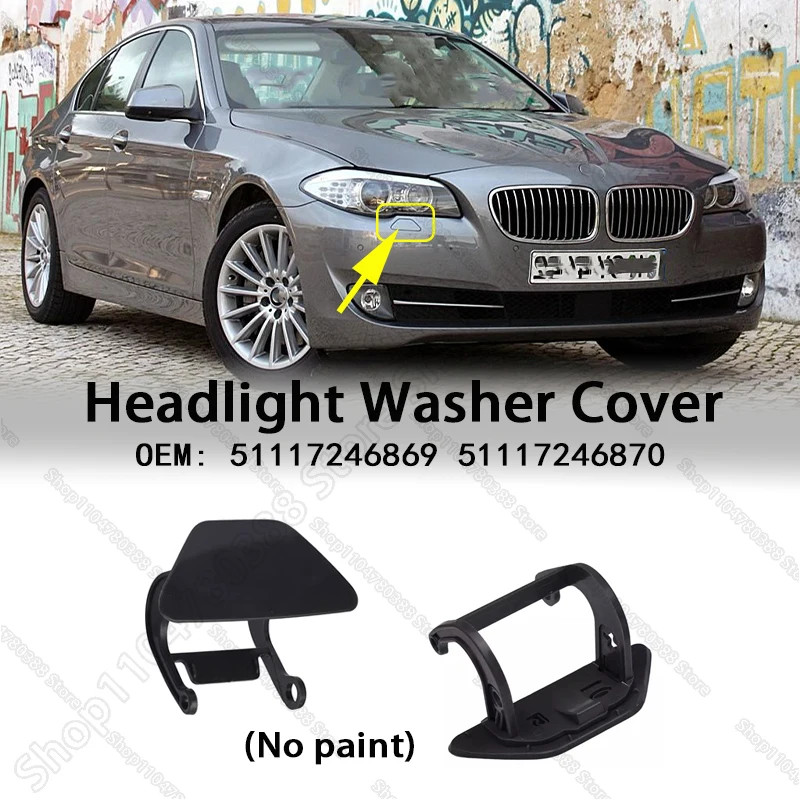 Bumper Headlight Lamp Washer Cap Cover For 2010-2013 BMW 528i 528iX 535i 535iX 550i 550iX Hybrid 5