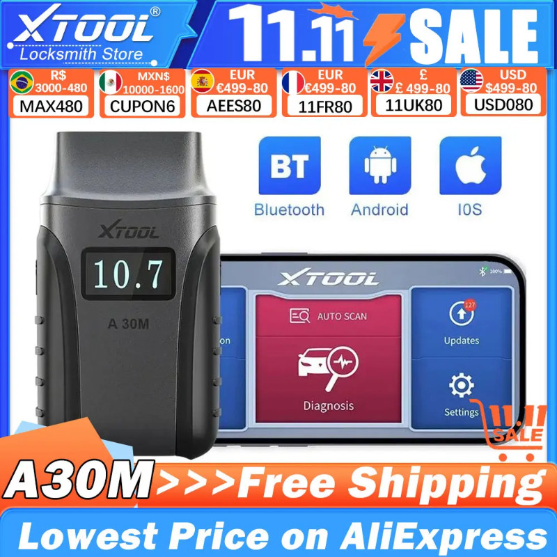 XTOOL Anyscan A30M OBD2 Auto Code Reader Full System Diagnostic Toolsl Bi-directional Scanner Lifet