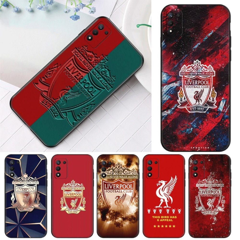 D6 Liverpool Club สําหรับ Realme 8S 8i 9i 9 10 Pro Plus 12 12X ความเข้ากันได้ TPU Spot พลาสติกสีดําก