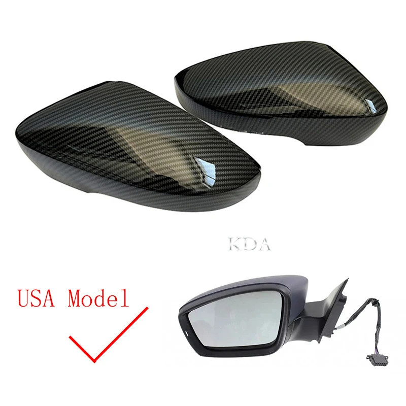 2pcs Carbon Fiber Mirror Covers Caps Rear View Shell USA Model for VW Jetta MK6 2011-2018 Passat B7