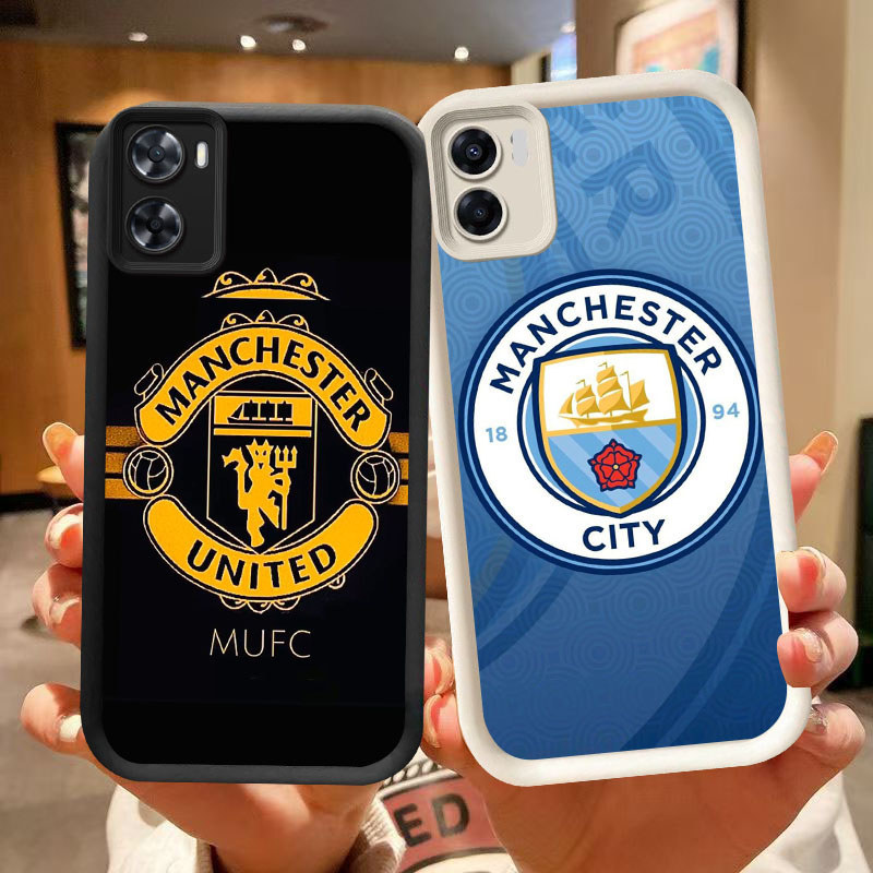 DK-89 Manchester City Silicone Casing สีดําและสีขาวสําหรับ OPPO Realme A77s 9i A96 C33 A76