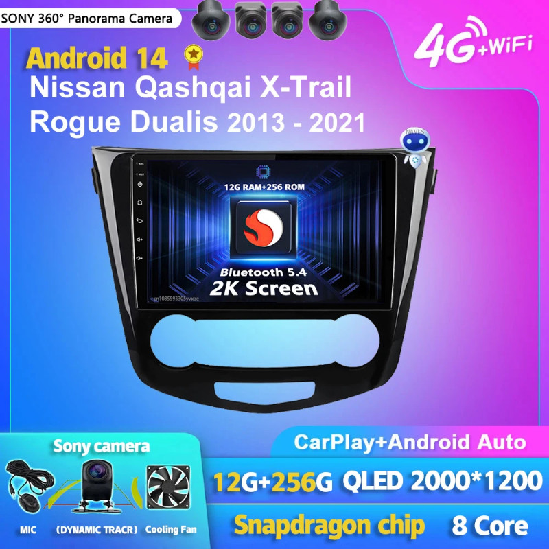 Android 14 Carplay Auto Car Radio Multimedia Player For Nissan Qashqai J11 X-Trail xtrail T32 Rogue