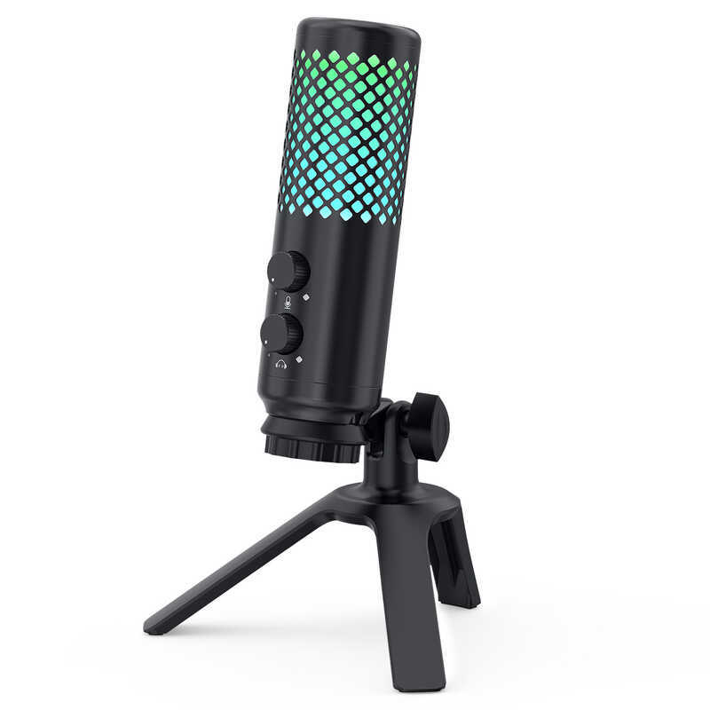 ไมโครโฟนสําหรับเล่นเกม เกม เดสก์ท็อป RGB สีสันสดใส ไมโครโฟน USB คอนเดนเซอร์โลหะทั้งหมด TONOR บันทึกร