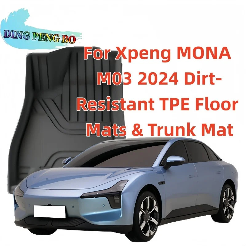 For Xpeng MONA M03 2024 Dirt-Resistant TPE Floor Mats & Trunk Mat - Black Custom-Molded MacPherson