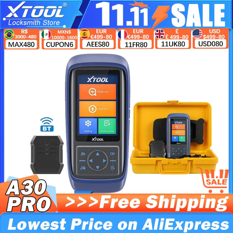 XTOOL A30Pro All System Diagnostic Scanner With BT Connection Bi-Directional Control  Auto VIN 15 R