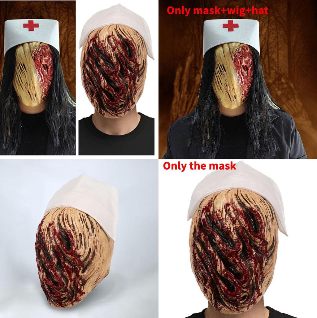 พยาบาล Silent Hill Latex เครื่องแต่งกายหน้ากากสําหรับคอสเพลย์และตกแต่งฮาโลวีน