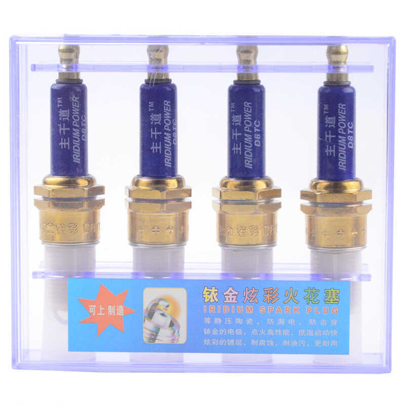 ชุด 4 ชิ้น D8TC Blue Iridium Spark Plug Replacement รถจักรยานยนต์น้ําหนักเบา Kart