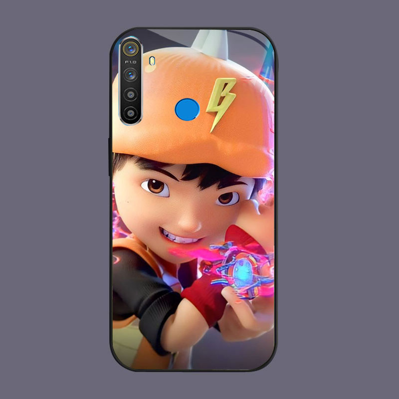 DK-54 อะนิเมะ Bobiboy ปลอก GLASS กรอบนุ่มสีดํา OPPO Realme Narzo Reno F27 20 C65 3 5i 5 20A 7 3i 12F