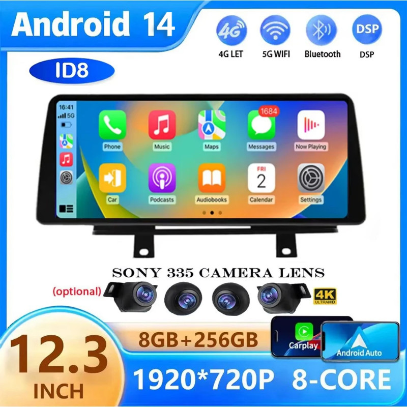 12.3" Android 14 ID8 Car Radio For BMW 3/4 Series F30 F31 F34 F32 F33 F36 NBT EVO Multimedia Player