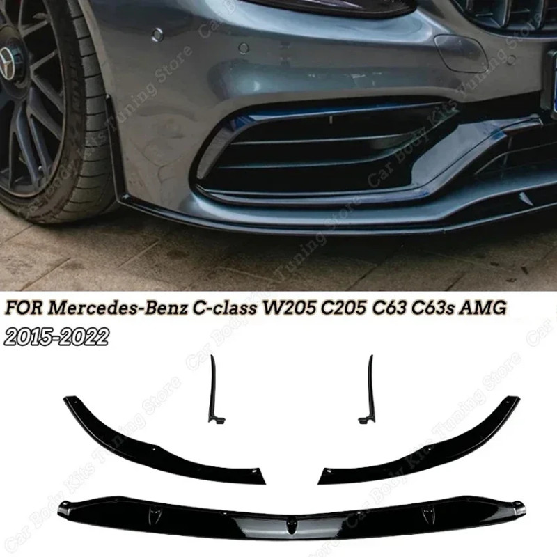 Front Bumper Lip Diffuser Spoiler Body Kits Tuning For Mercedes-Benz C-class W205 C205 C63 C63s Onl
