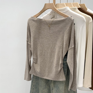 เสื้อกั๊กลดไหล่เดียวแขนยาวแบบสลิม