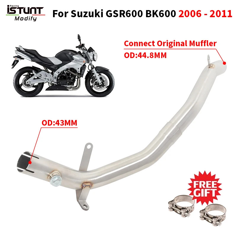 Slip For Suzuki GSR600 GSR 600 BK600 2006 - 2011 Motorcycle Exhaust Systems Escape Moto Mid Link Pi
