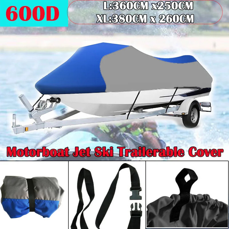600D Jet Ski Boat-Cover Marine-Grade Heavy-Duty Marine Yacht Boat Accessories Water Sun UV Protecti