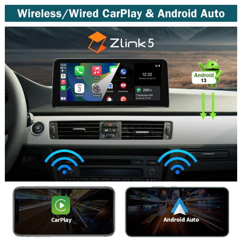 Android 13 With Multimedia Player Stereo Display GPS Navigation for BMW Series 3 E90 E92 E93 2005-2