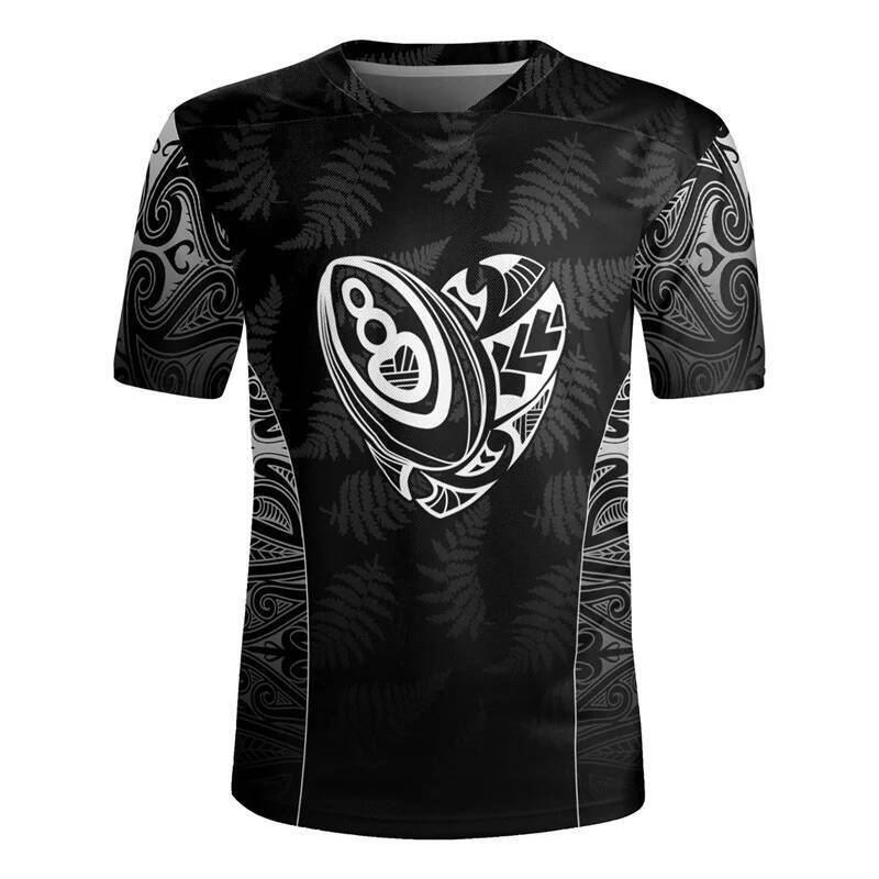 3D นิวซีแลนด์พิมพ์รักบี้ V คอ T เสื้อ NZ Maori Silver Fern พร้อม Star Tattoo Anzac กราฟิก T เสื้อ Vi
