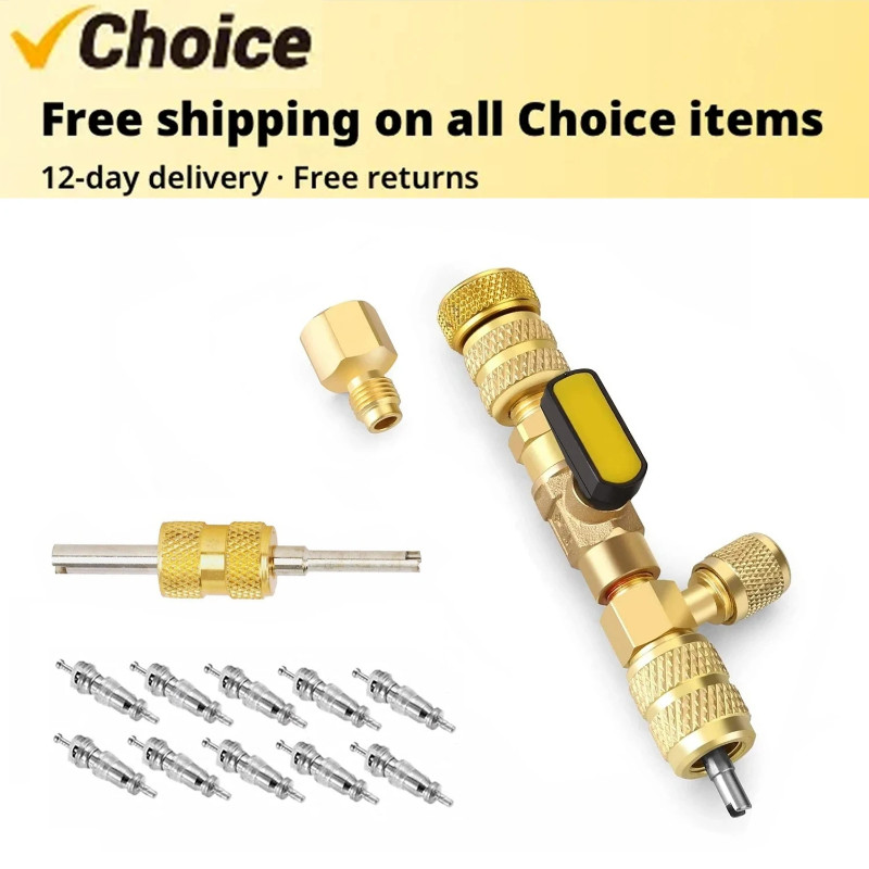 R410A R22 Valve Core Remover Installer Tool with Dual Size SAE 1/4 & 5/16 Port for R404A R407C R134