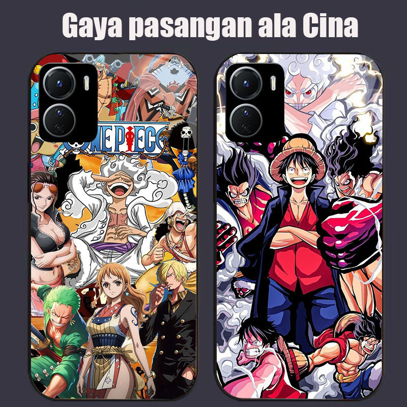 DJ-37 One Piece Team Casing GLASS soft frame สีดํา VIVO iQOO Y16 Z9X Y17S Y15S Y15A Y56 Y36i Y01 Y36