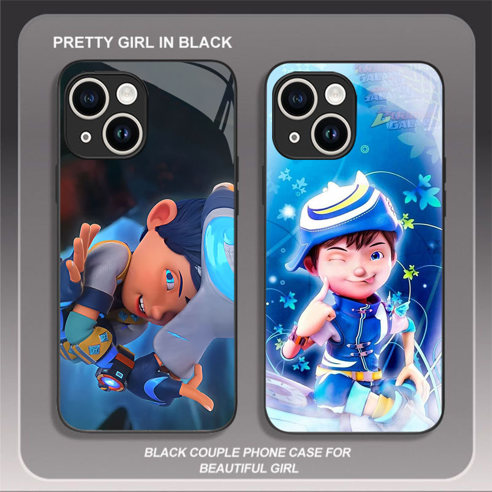 HK-10 Bobiboy Glass KACA Casing สําหรับ iPhone 11 Mini 13 12 Pro Max