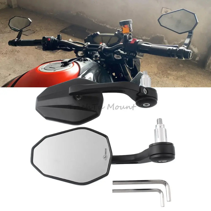 2 x Universal Handlebar Rearview Mirrors Black Handlebar Bar End Mirrors For Motorbike Street Bike