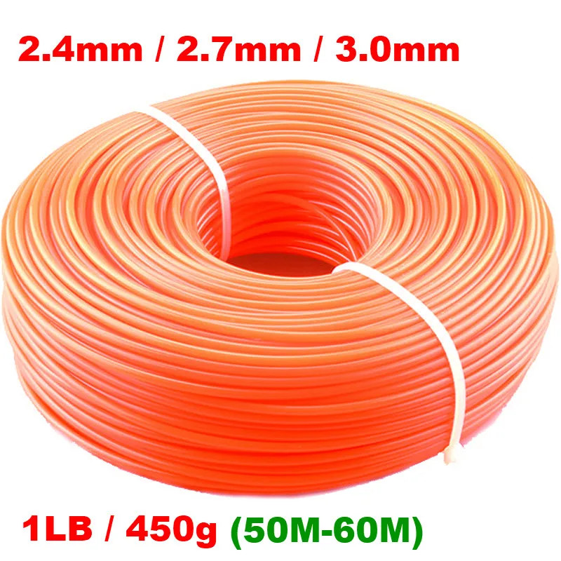 2.4mm/2.7mm/3mm 450g Grass Trimmer Line Strimmer Brushcutter Trimmer Nylon Rope Cord Line Long Roun