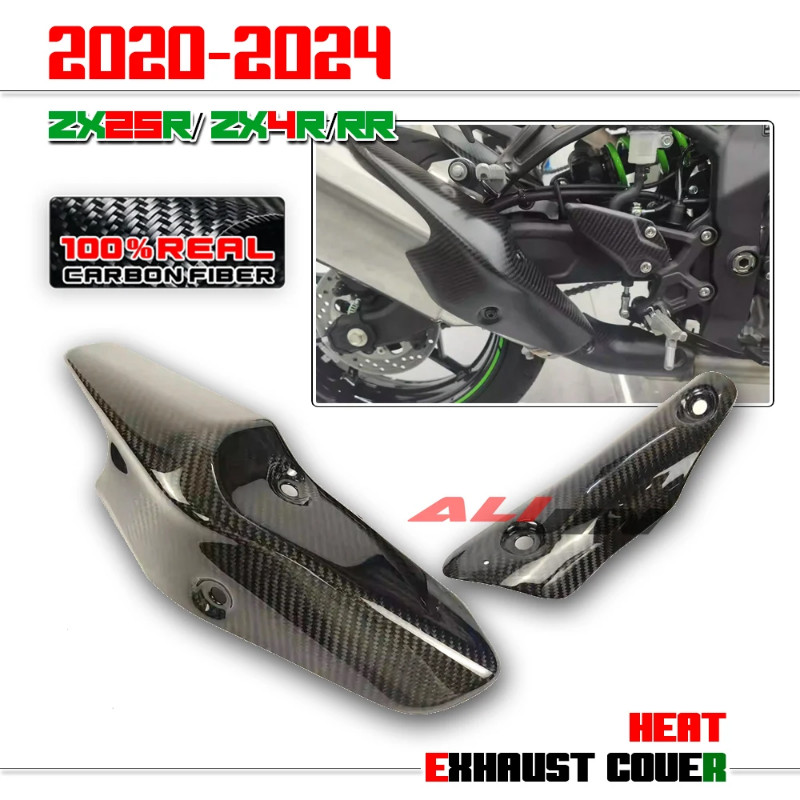 Real Dry Carbon Fiber For KAWASAKI NINJA ZX25R ZX4R ZX-4RR ZX4RR 2020-2024 Motorcycle Exhaust Pipe