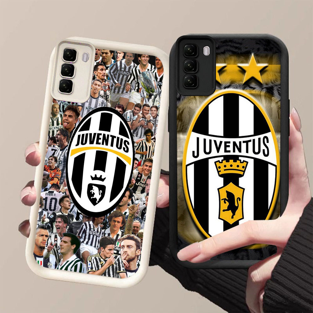 DK-68 JUVENTUS ปลอกซิลิโคนสีดําและสีขาวสําหรับ Infinix Tecno ITEL HOT POP Pova Spark Infi RS4 5 P55 